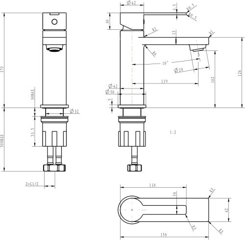 Смеситель для раковины STWORKI Рандерс HWM0501-A01BK в Махачкале